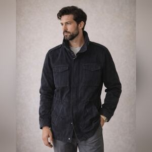 Elie Tahari Black  Men's Jacket M-65 Heavy Utility Puffer Hide Hood Pockets